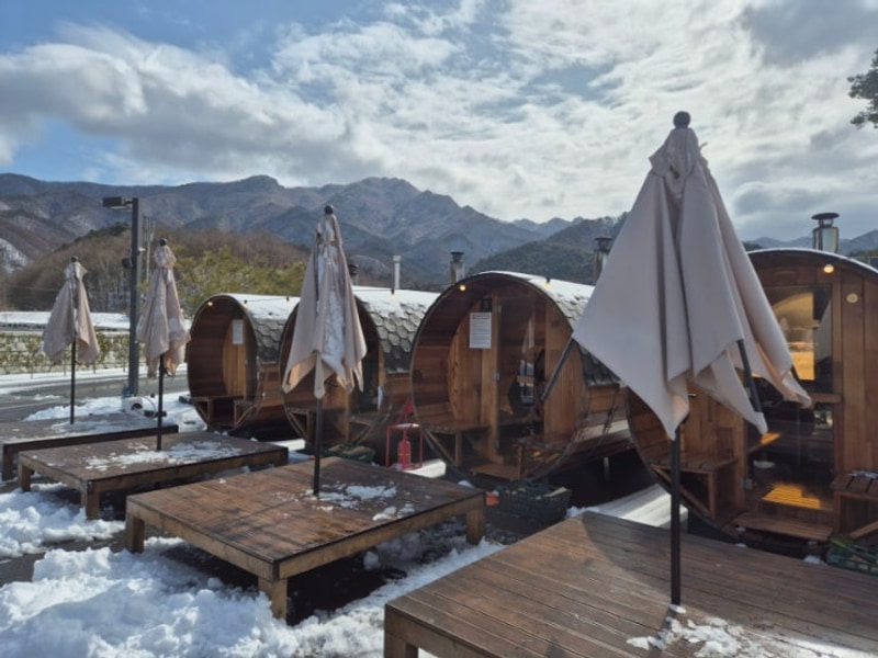 강원도 원주 여행 라하 글램핑 핀란드식 사우나 이색 데이트 추천