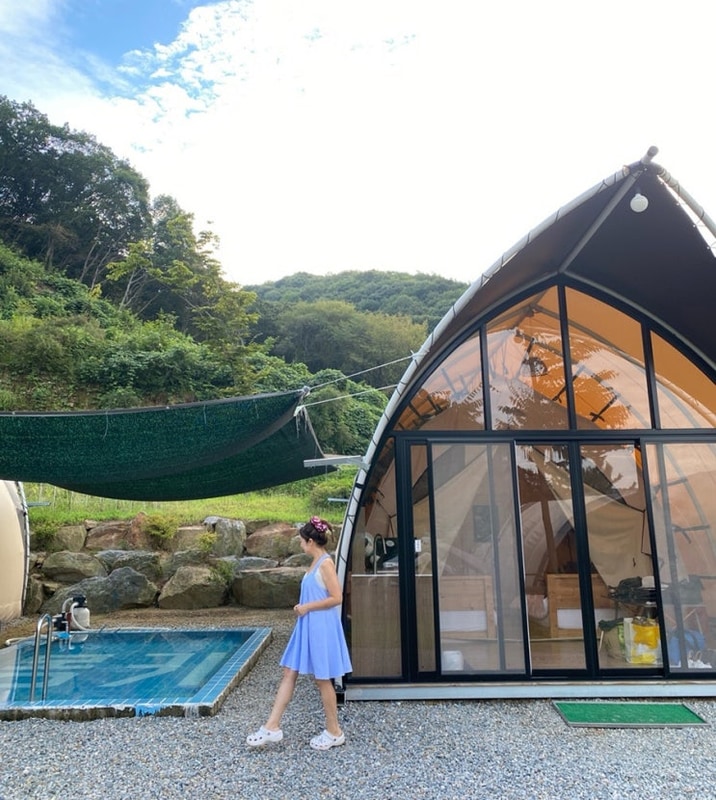 서울근교 감성 글램핑 천안 계곡수영장 가족 오토 몽키 캠핑장...