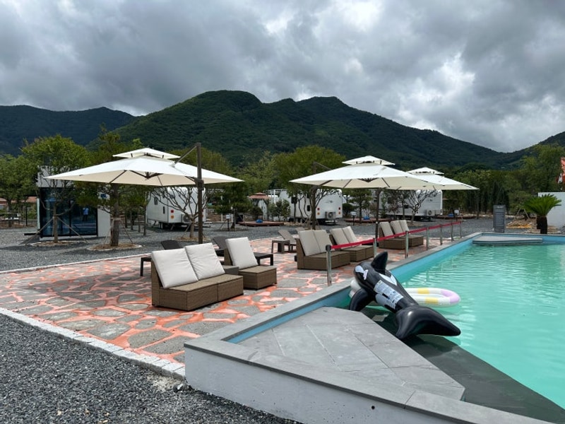 대구 근교 청도 글램핑 캠핑장 '캠프스테이청도' 수영장 대애박!