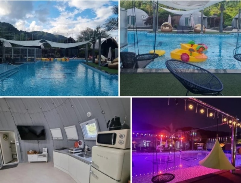 신축 야외수영장 글램핑에서 즐기는 철원 힐링코스 이루다글램핑