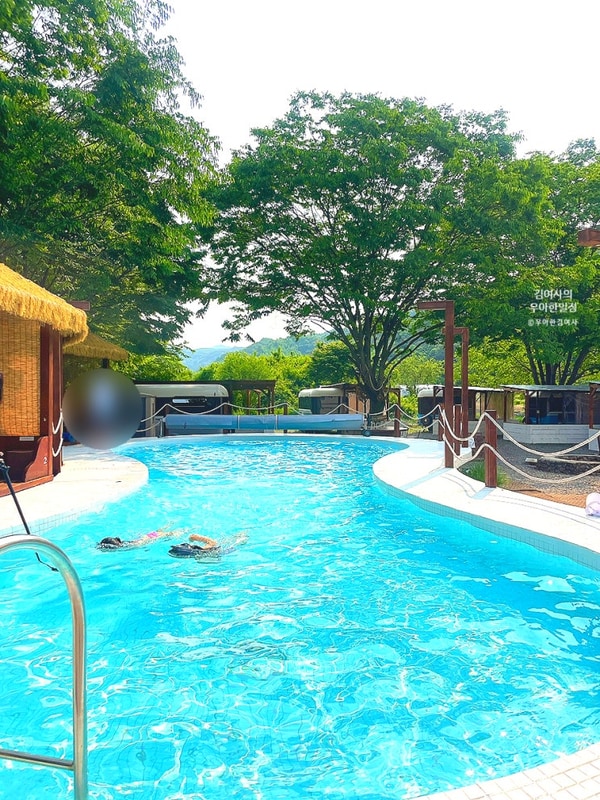 충남 스테이인터뷰 금산 카라반 글램핑 온수풀 수영장 계곡...