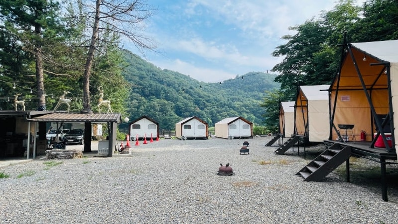 글램핑 가평 캠핑장 호랑이캠핑, 리버뷰뷰 바베큐 불멍 글램핑