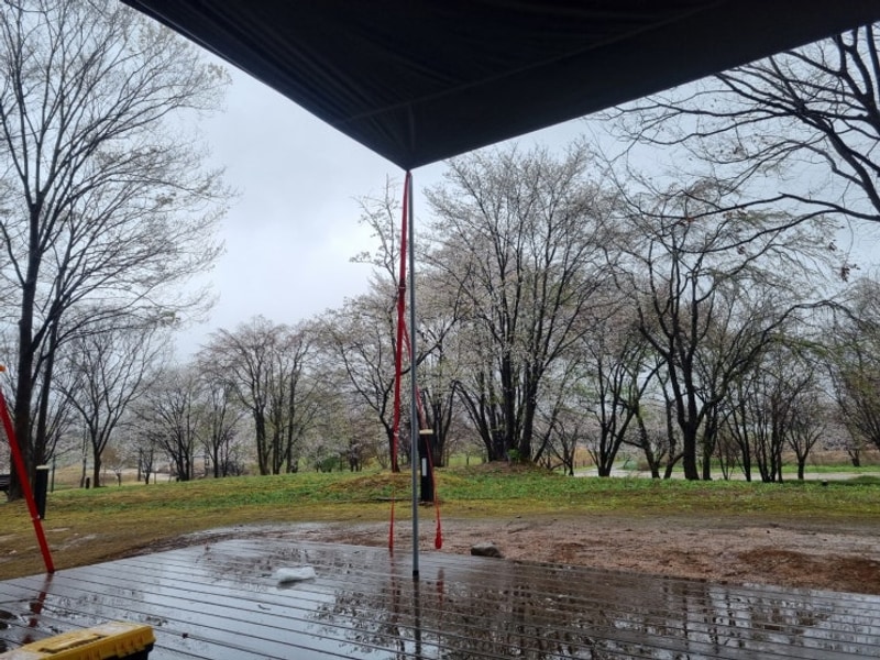 비바람치던 연천 전곡리유적 구석기 체험숲 캠핑장