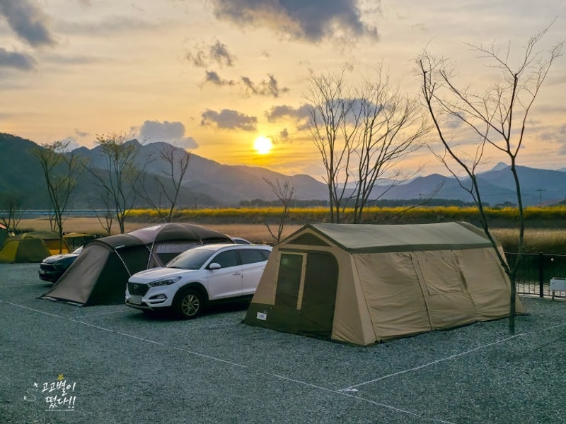 경남 캠핑장 추천 강뷰 일몰 멋진 하동 신상 해달별캠핑장