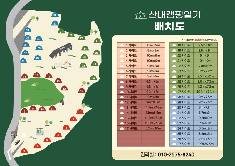 산내캠핑일기 배치도 1