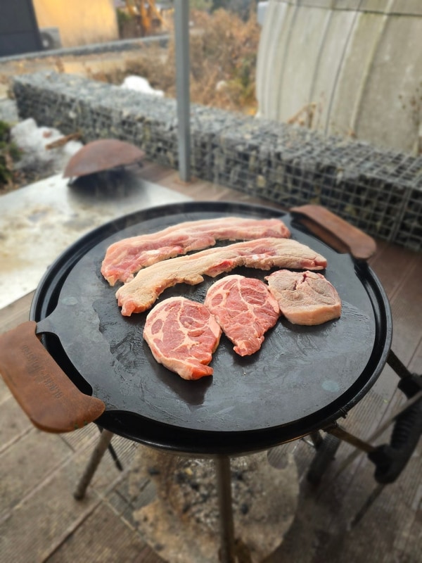 용인 햇골글램핑 여행 후기 돔형 글램핑 개인 바베큐장 삼겹살