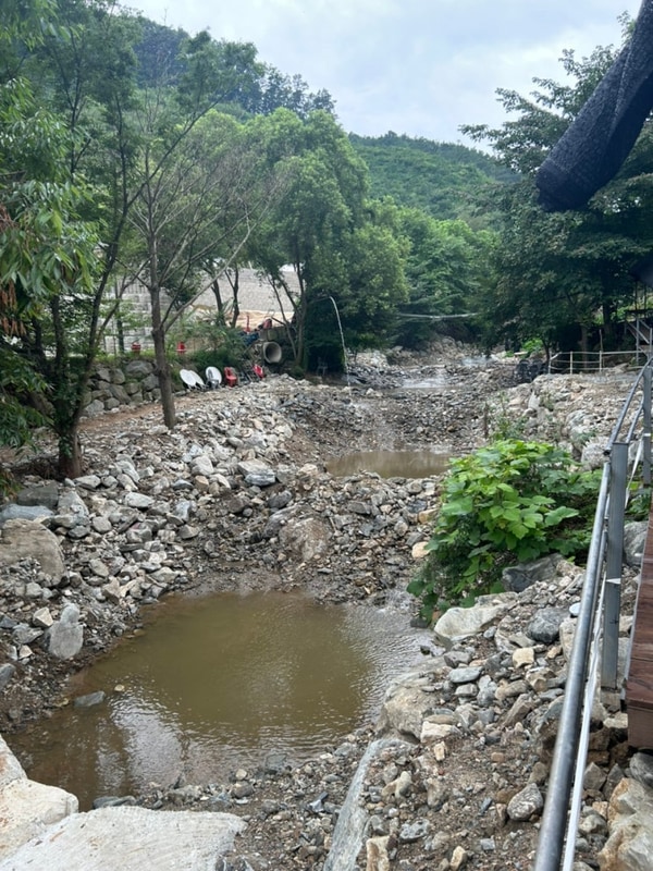 [천안근처계곡]천안트리하우스 평상대여 아기랑계곡 글램핑...