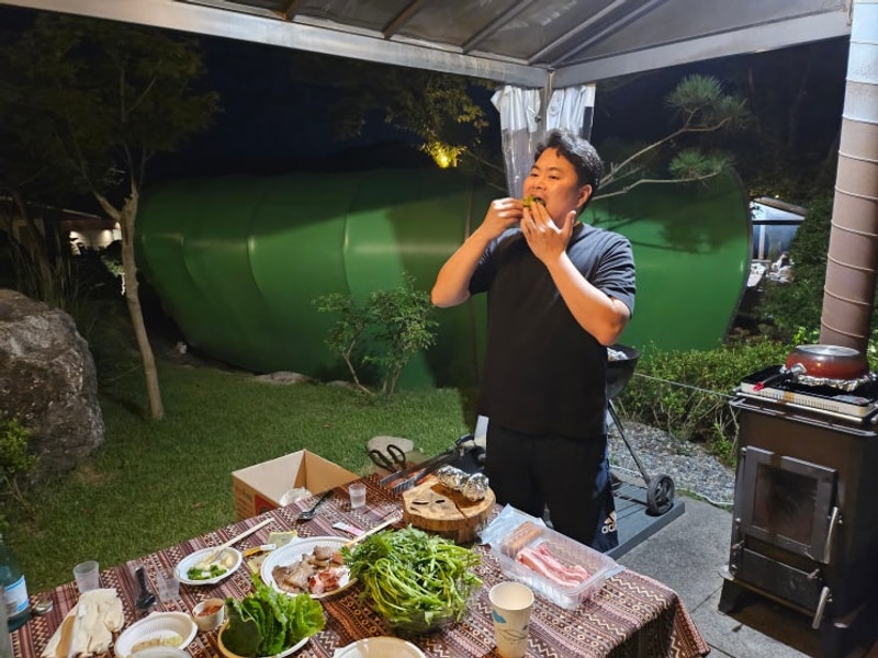 비오는날 우중 불멍 글램핑 | 가평 글램트리리조트 써클 타입 후기