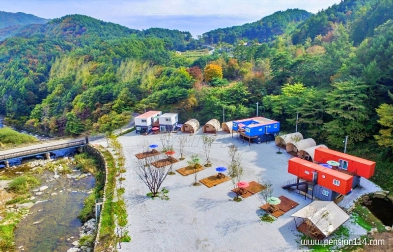 [함양 캠핑장/펜션 매매]... 10객실 글램핑 7동 15사이트...