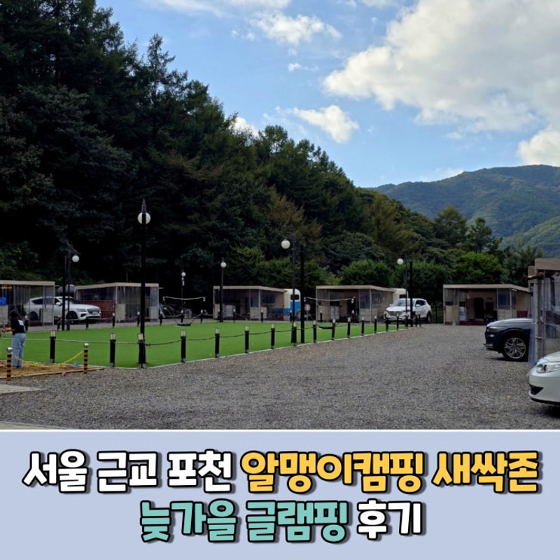 서울 근교 포천 알맹이캠핑 새싹존 온수풀 캠핑장 늦가을...