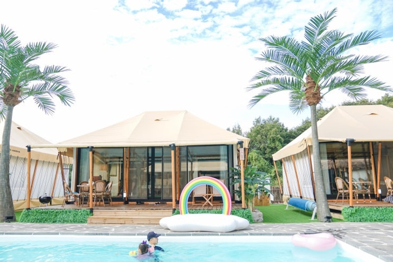 경기도 이천 아이와 글램핑 수영장 숙소 인디어라운드 아드리아