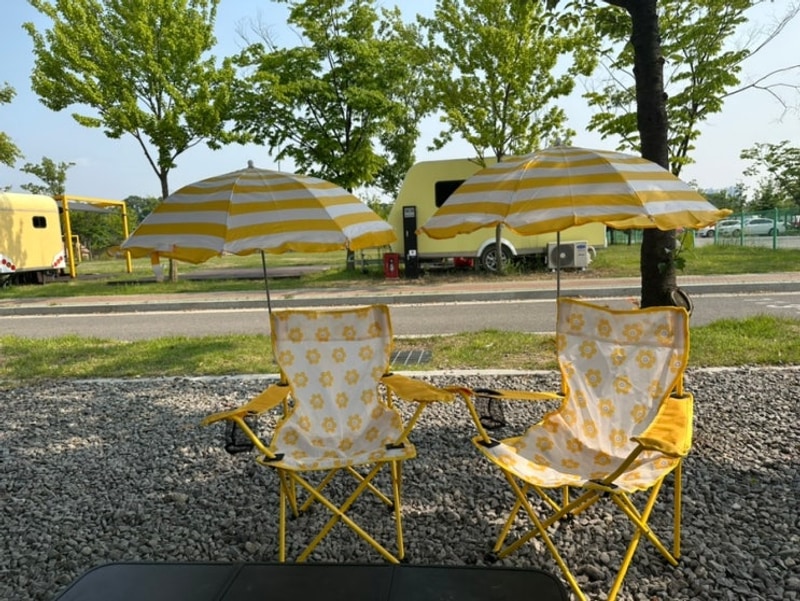 [인천 서구 아라뱃길 노을진 캠핑장] 4인 카라반 재개장후 방문...