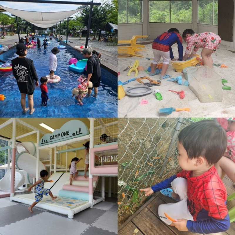 2박 3일 여름휴가 포천 캠프원캠핑장 5번데크사이트 키즈카페...