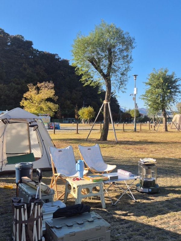 [경북 칠곡] 기차가 다니는 칠곡보 오토캠핑장 B33에서 테슬라...