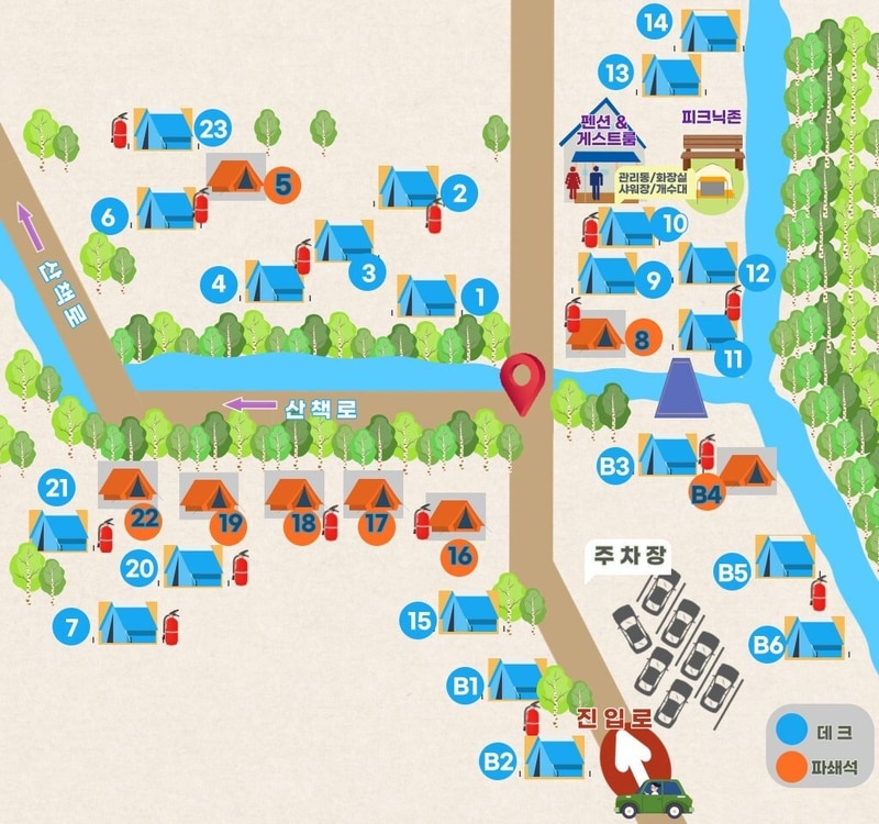 편백힐 치유의숲 야영장 배치도 1