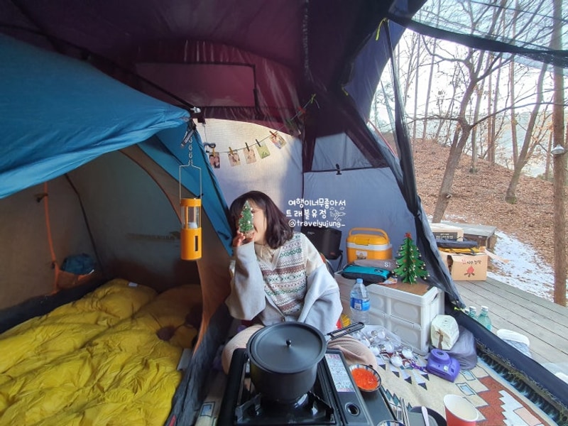 경기도 겨울 캠핑장 추천 양평수목원캠핑장 얼음썰매 데크사이트